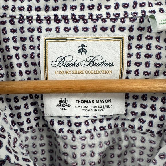 Brooks Brothers Shirt Mens Large Blue White Luxury Collection Comfort Classic - Picture 4 of 11